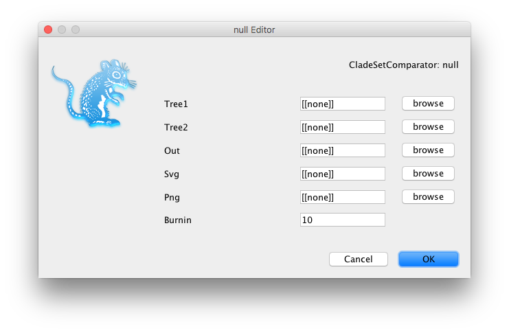 CladeSetComparator dialog